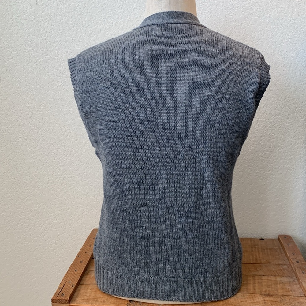 Pendleton szM Heather grey cable knit sweater vest EUC eclectic grandpa academic - Picture 3 of 5